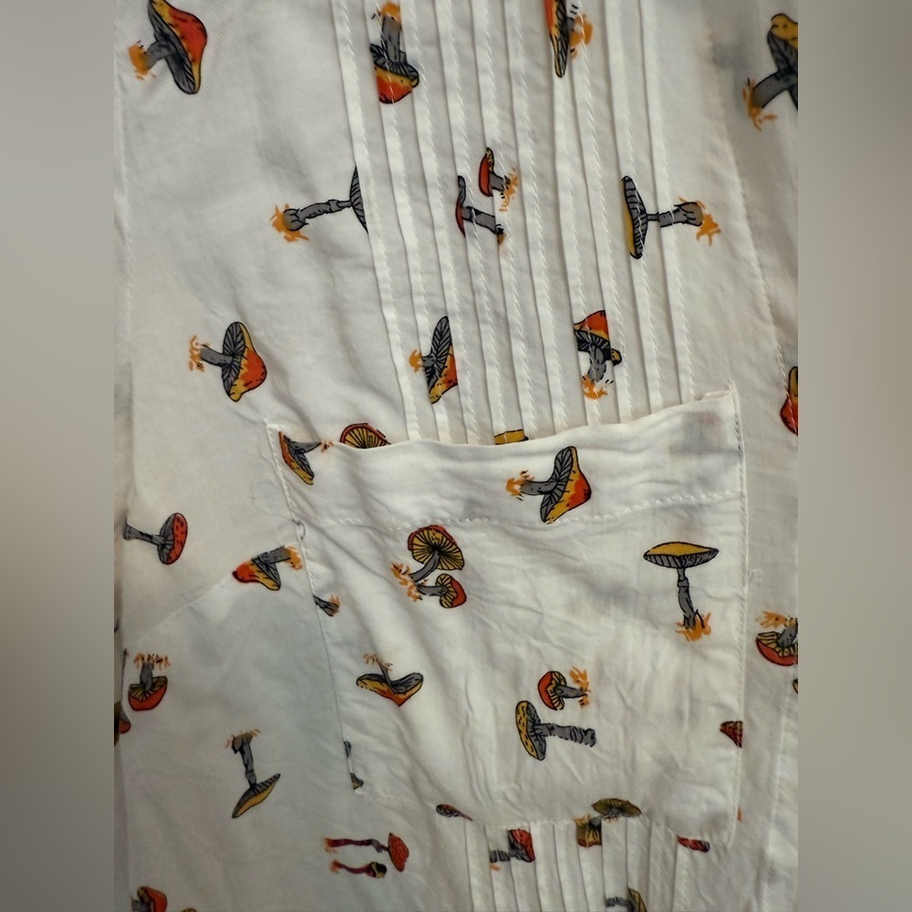 Anthropologie Maeve Matilda Toadstool Mushroom Buttondown Shirt XS - Picture 3 of 6